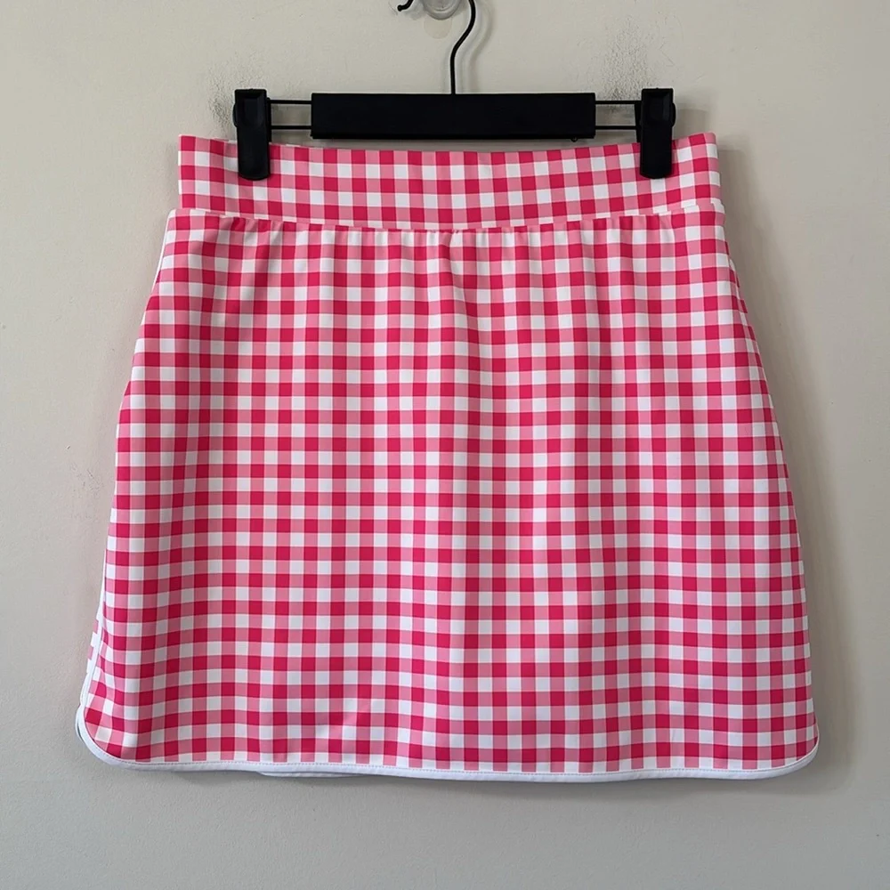 J.Crew Pink White Gingham Plaid High Rise Active Skort Size Small - Picture 4 of 10